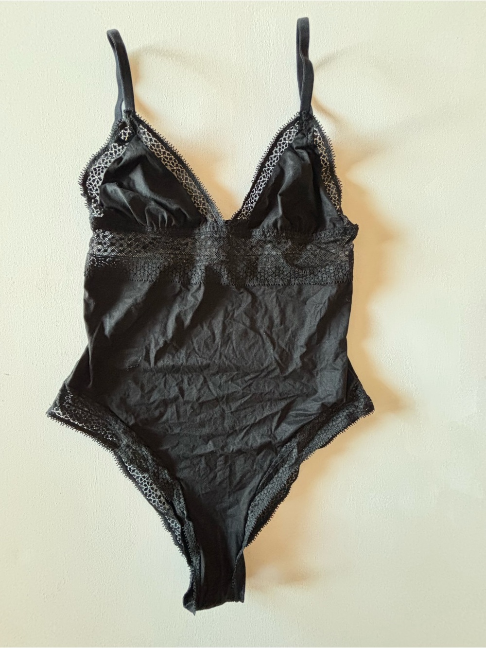 Victoria’s Secret Black Lace-Trim Bodysuit Top - Size M - NWOT